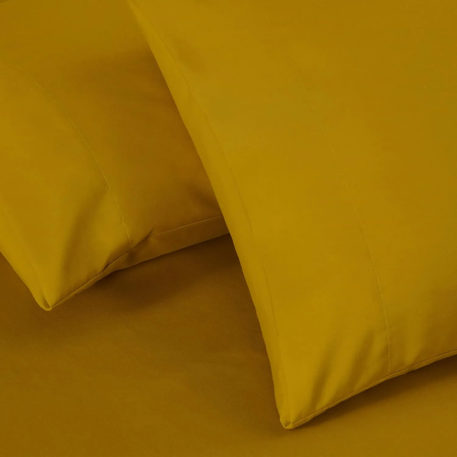 Chezmoi Collection 4-Piece Mustard Yellow Sheet Set King Size - 110GSM Peach Skin Brushed Microfiber Polyester 16" Deep Pocket Bed Sheets & Pillowcases