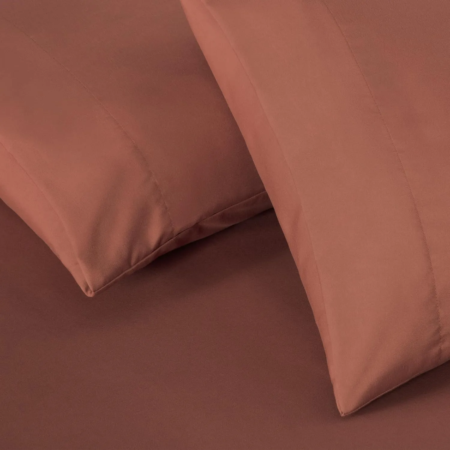 Chezmoi Collection 4-Piece Terracotta Sheet Set King Size - 110GSM Peach Skin Brushed Microfiber Polyester 16" Deep Pocket Bed Sheets & Pillowcases