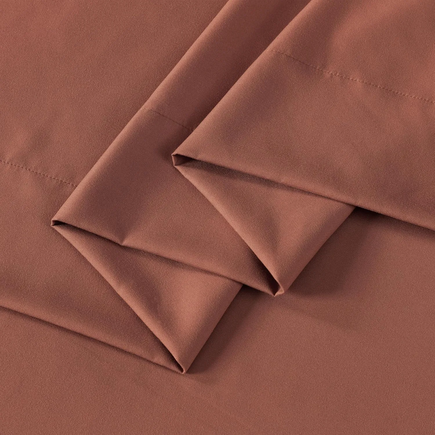 Chezmoi Collection 4-Piece Terracotta Sheet Set King Size - 110GSM Peach Skin Brushed Microfiber Polyester 16" Deep Pocket Bed Sheets & Pillowcases