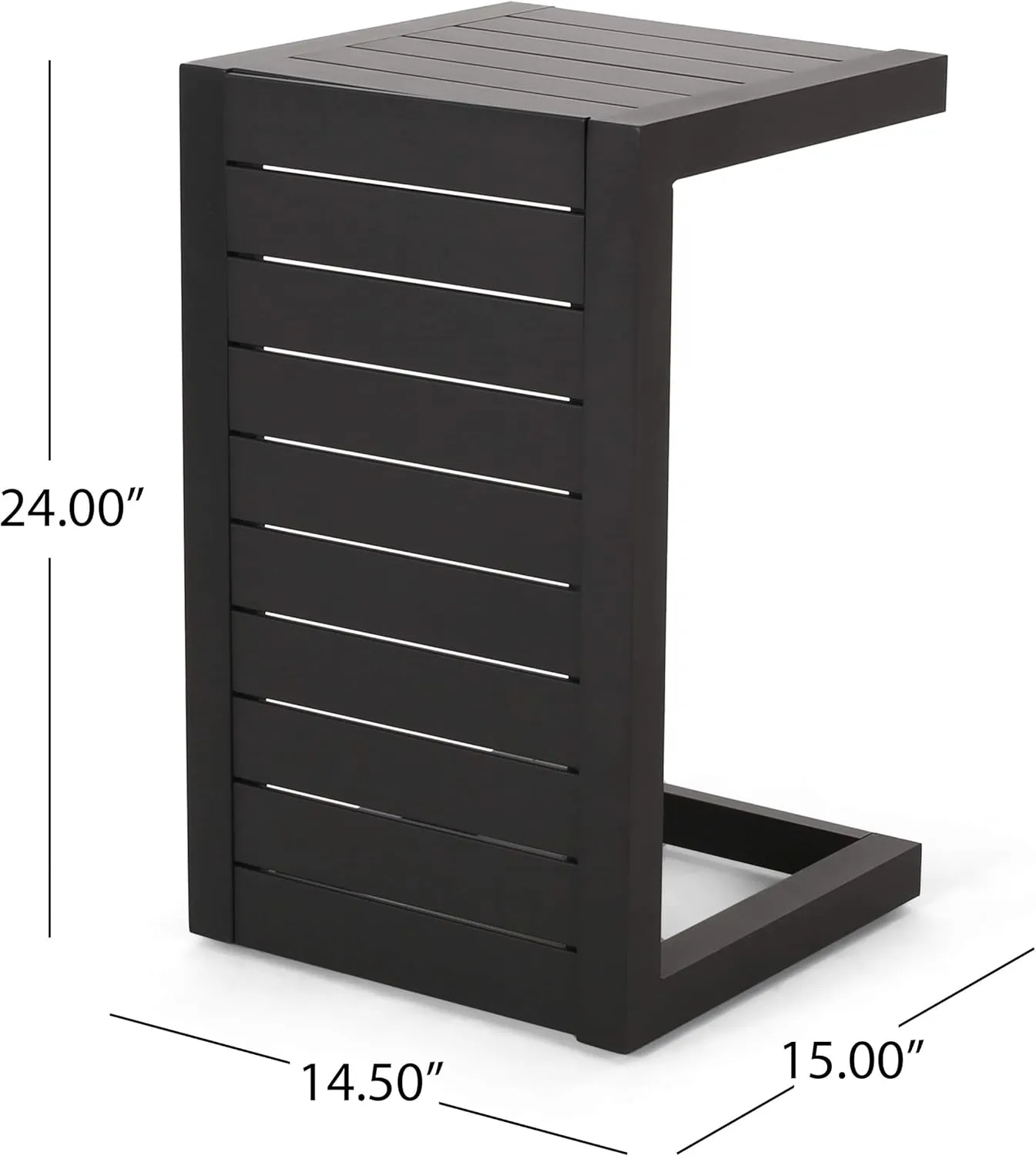 Christopher Knight Home Jesse Coral Outdoor Modern Aluminum C-Shaped End Table, Matte Black
