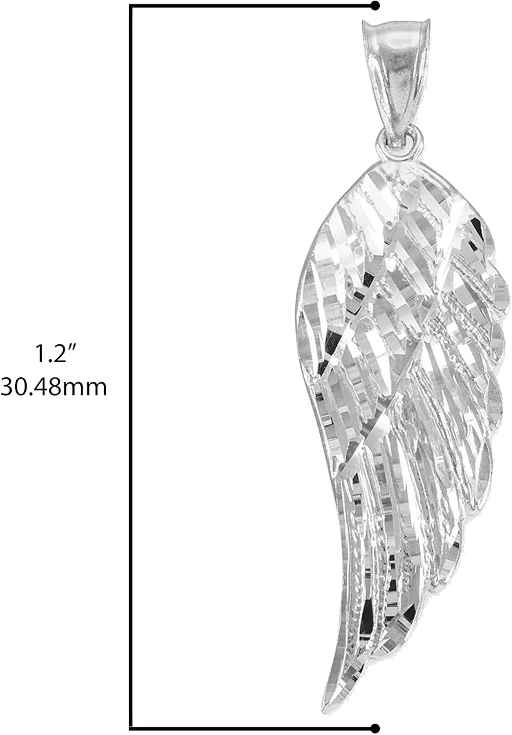Claddagh Gold .925 Sterling Silver Textured Single Angel Wing Heavenly Celestial Charm Pendant Necklace with Rolo Chain and Pendant only
