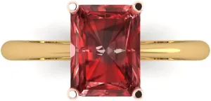 Clara Pucci 2.5 Ct Radiant Cut VVS1 Natural Garnet – Solitaire 4-Prong Statement Ring for Women – Solid 14K Yellow Gold – Birthstone Graduation or Anniversary Bridal Gift (Size)