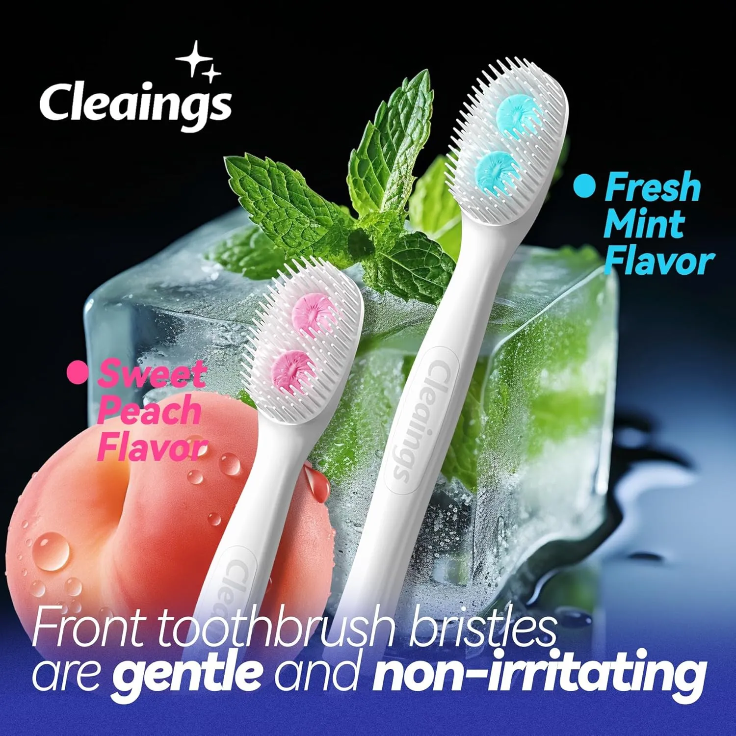 cleaings® Disposable Toothbrushes with Double Cleaning Beads Toothpaste and Clean Floss Picks for Work or Travel - 20 pcs-Mixed Flavor（Pack of 5）