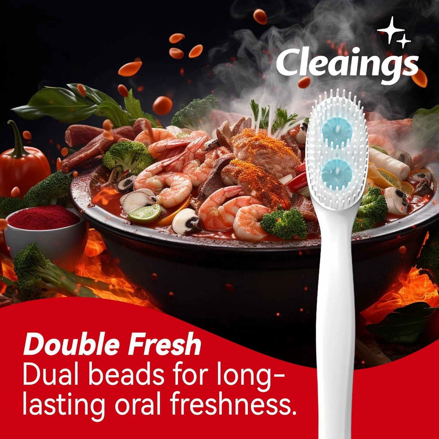 cleaings® Disposable Mini Toothbrushes with 2 Toothpaste Beads, Toothpick & Tongue Cleaner – Travel Essentials, On-The-Go Oral Care, 20 Count-Mixed Flavor（Pack of 5）