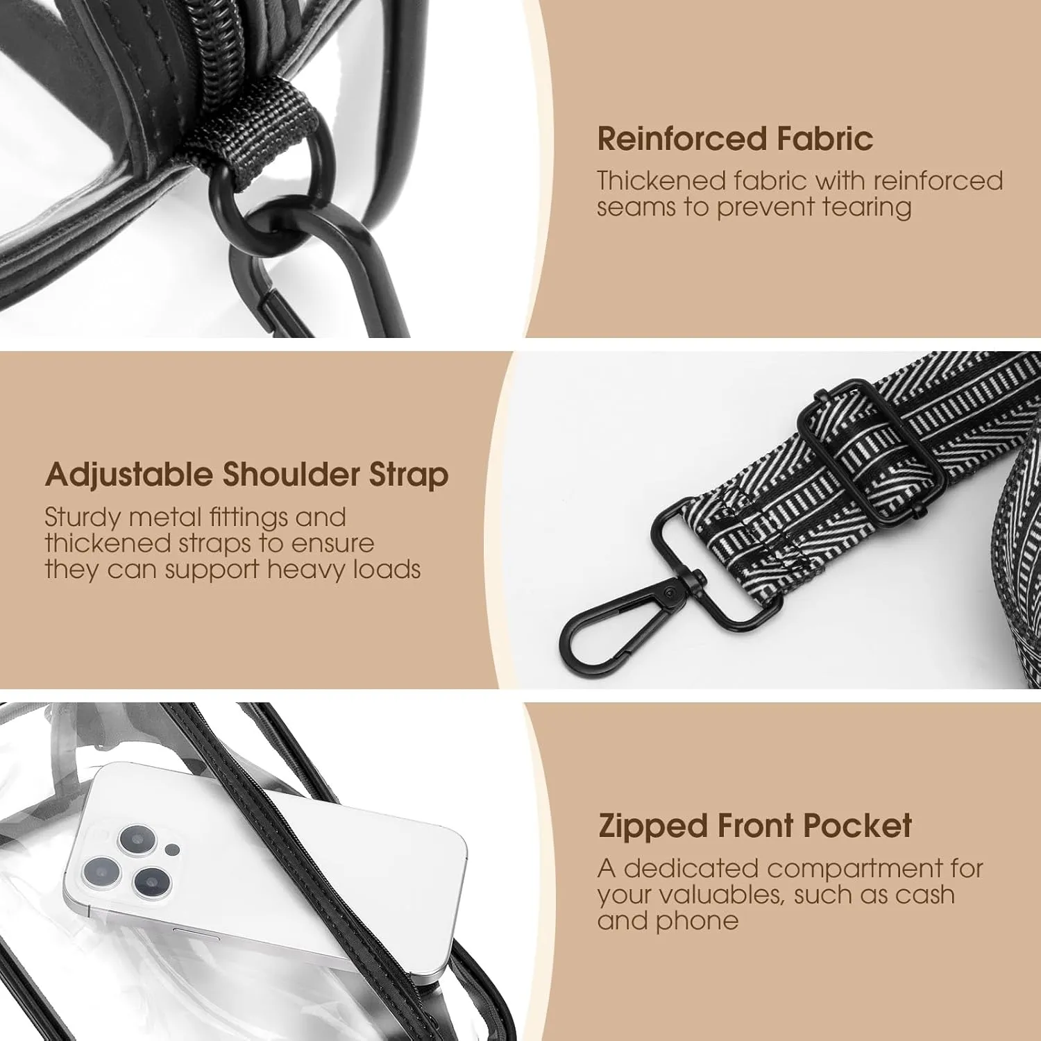 Clear Bag For Stadium Events, Clear Purse Stadium Crossbody Bag