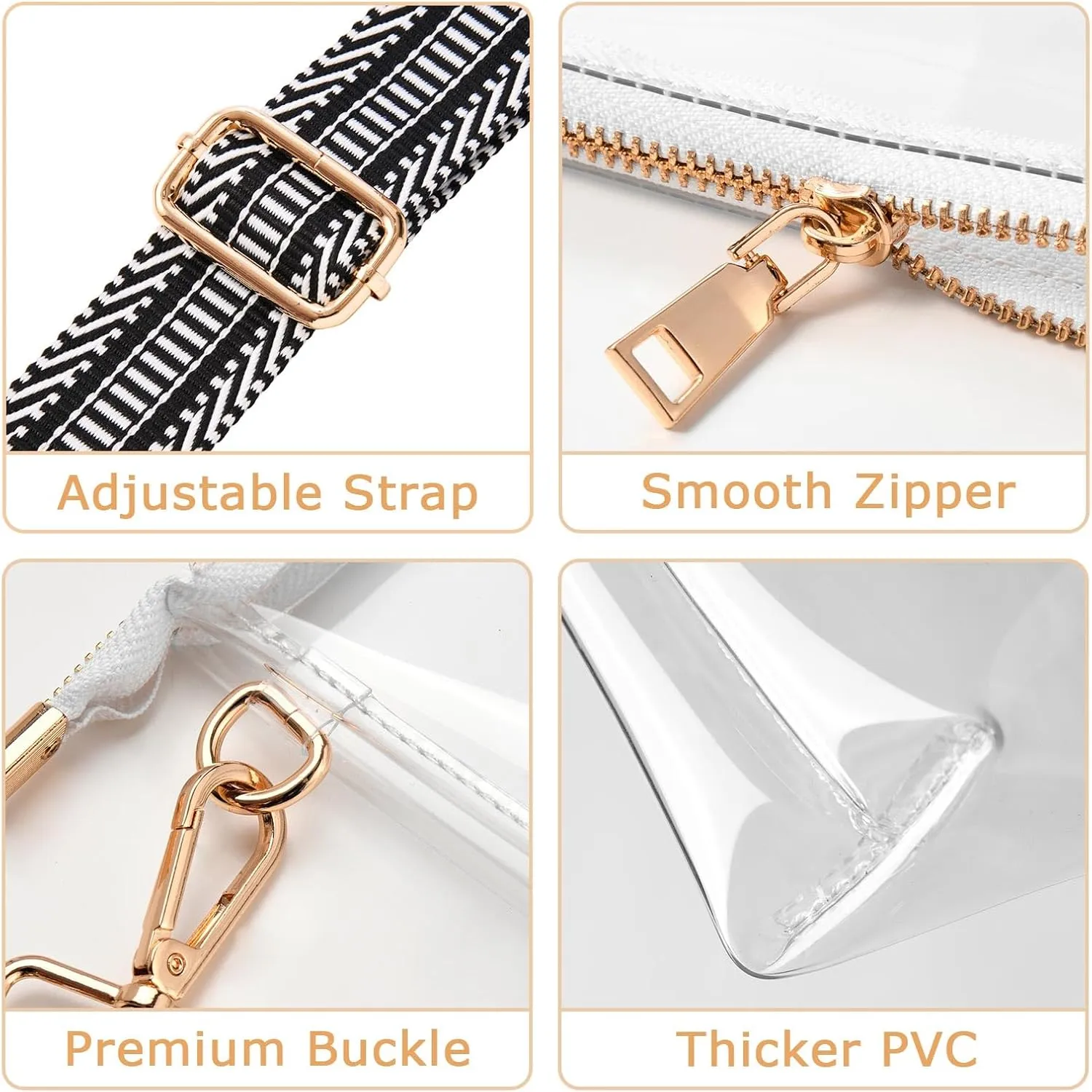 Clear Purse for Women - Stadium Approved Crossbody Bag, Small Stadium Bag for Concerts & Sports Events