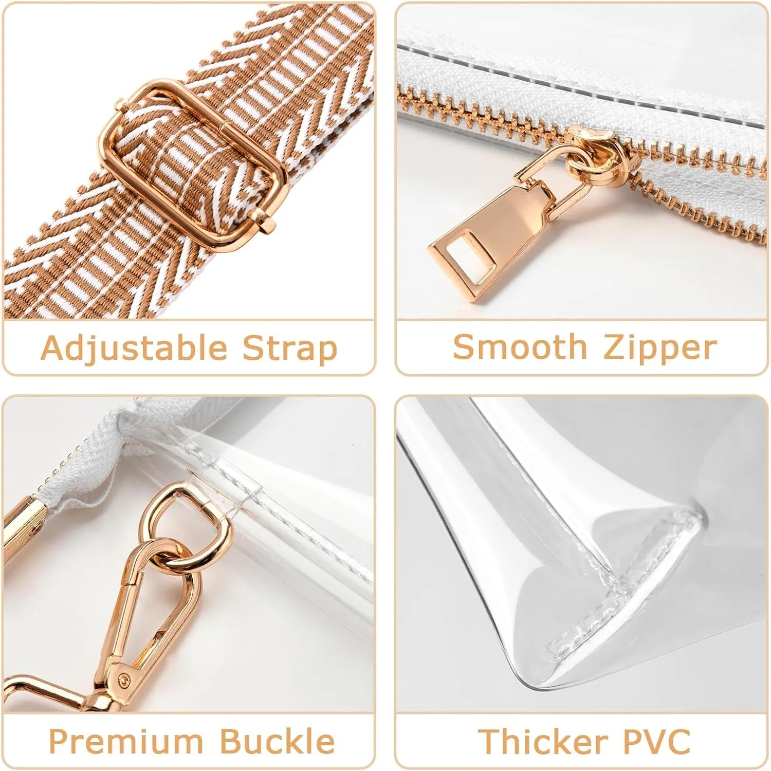 Clear Purse for Women - Stadium Approved Crossbody Bag, Small Stadium Bag for Concerts & Sports Events
