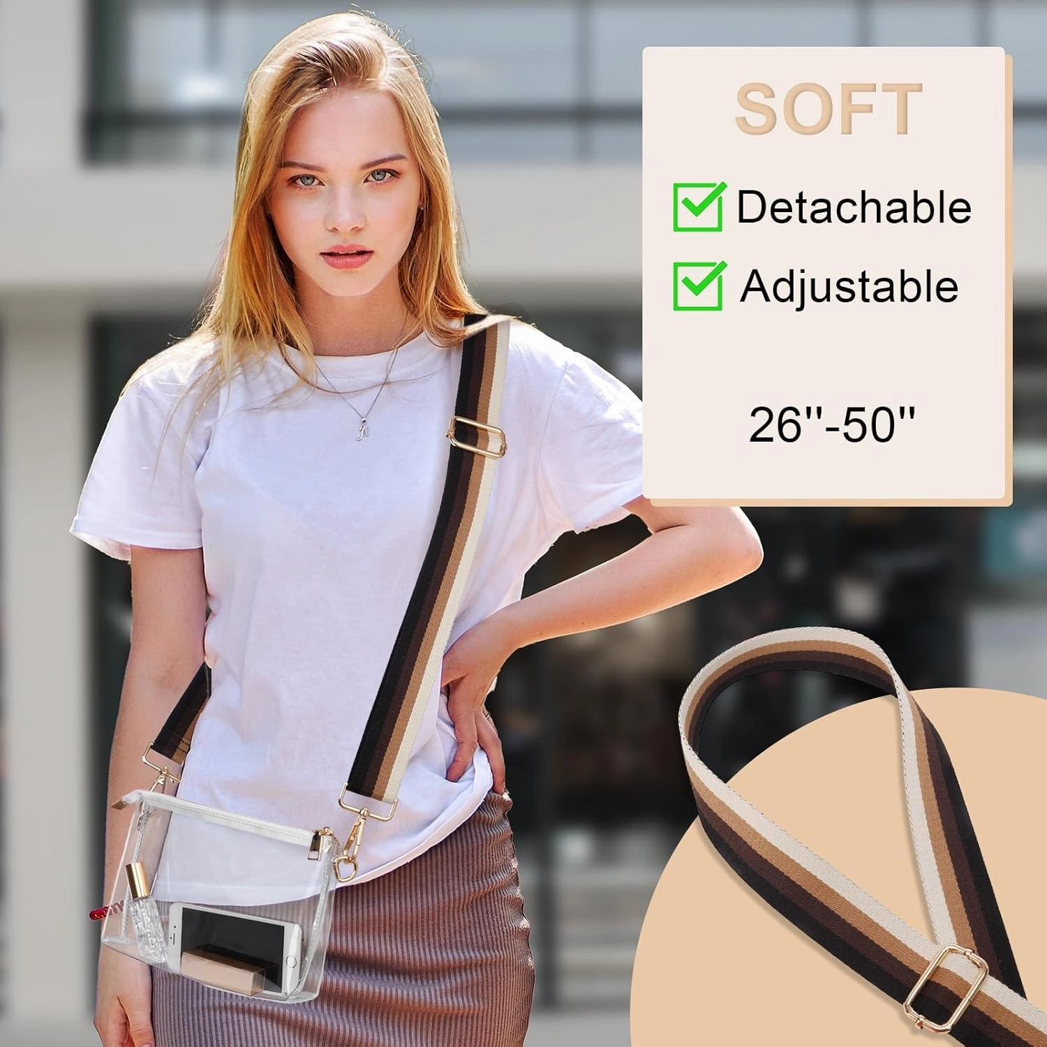 Clear Purse for Women - Stadium Approved Crossbody Bag, Small Stadium Bag for Concerts & Sports Events