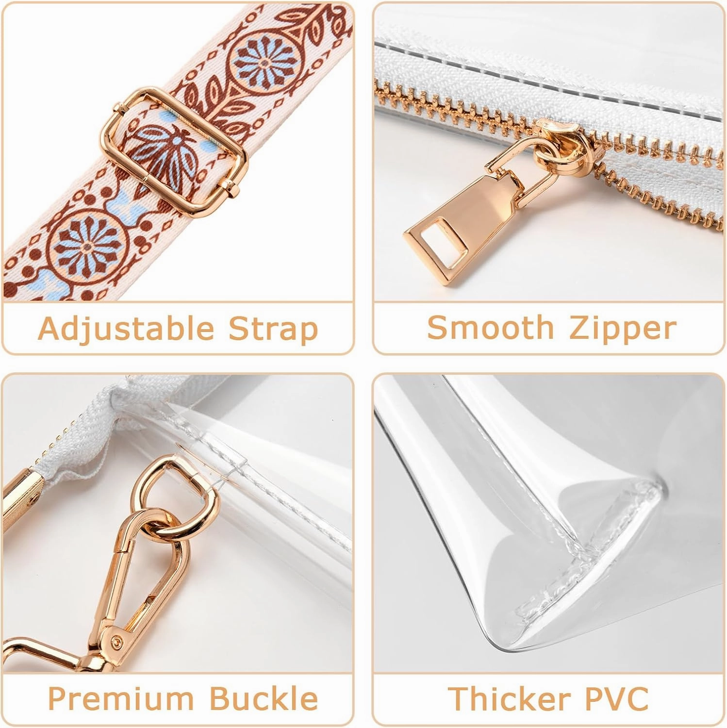 Clear Purse for Women - Stadium Approved Crossbody Bag, Small Stadium Bag for Concerts & Sports Events