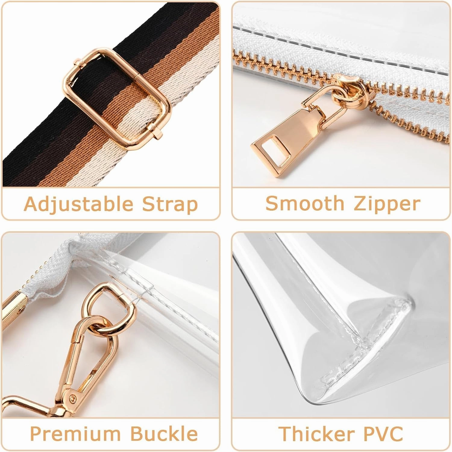 Clear Purse for Women - Stadium Approved Crossbody Bag, Small Stadium Bag for Concerts & Sports Events