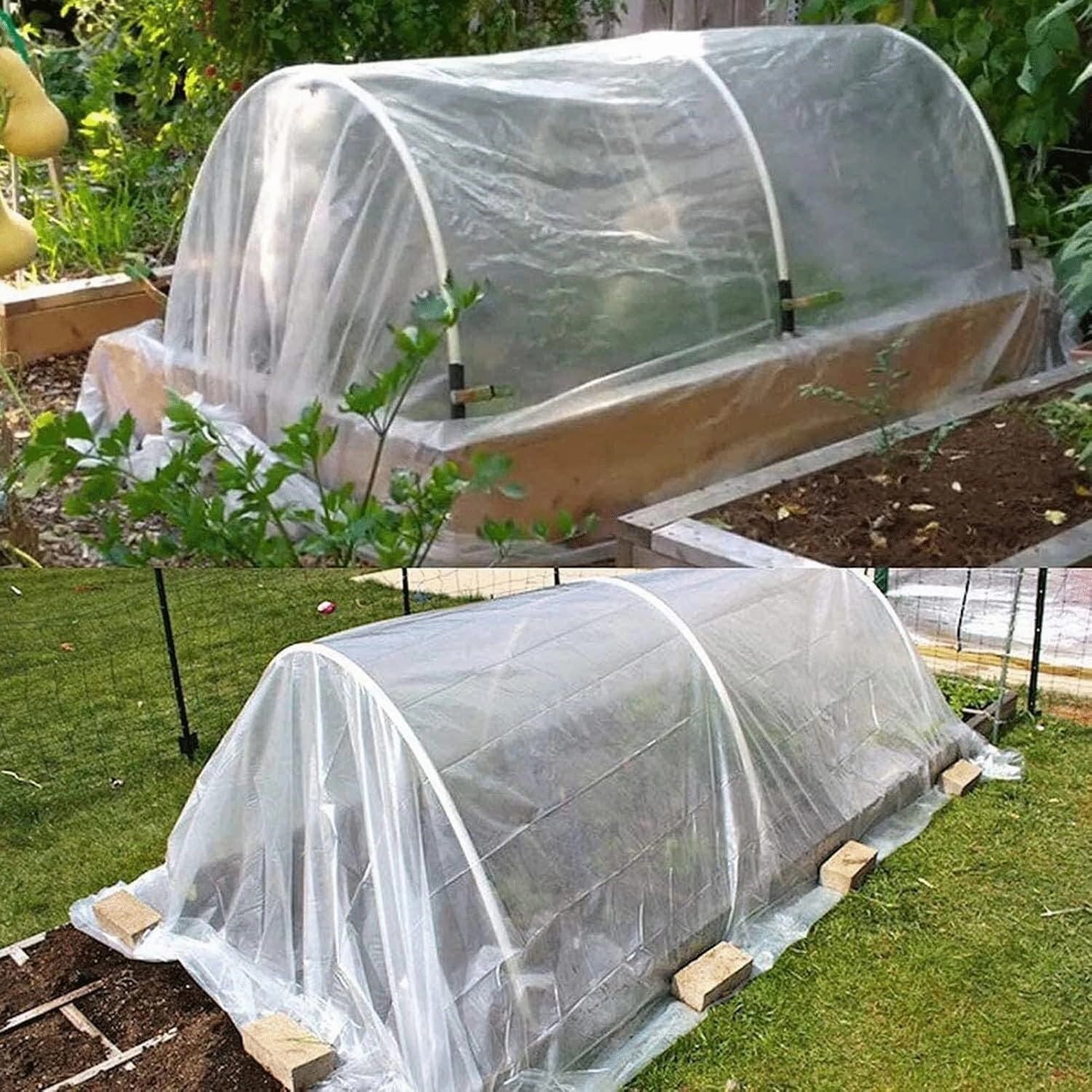 Clear Tarpaulin Sheet with Eyelets Canopies Foldable Heavy Duty Clear Weatherproof Tarp for Greenhouse Garden Canopy Balcony Tent (3x3m)