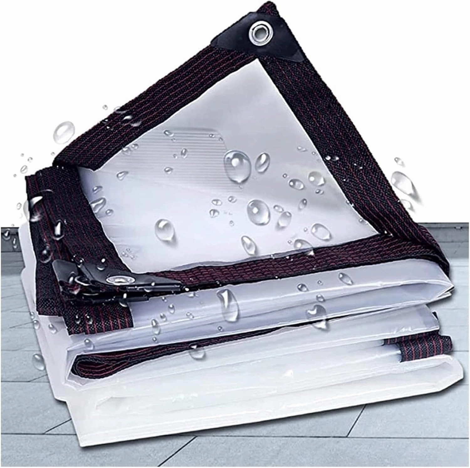Clear Tarpaulin Sheet with Eyelets Canopies Foldable Heavy Duty Clear Weatherproof Tarp for Greenhouse Garden Canopy Balcony Tent (3x3m)