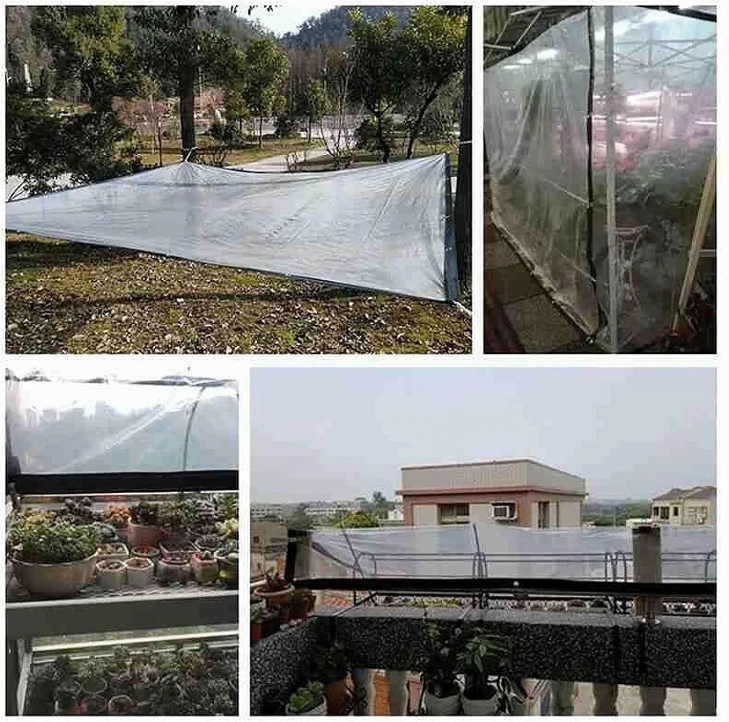 Clear Tarpaulin Sheet with Eyelets Canopies Foldable Heavy Duty Clear Weatherproof Tarp for Greenhouse Garden Canopy Balcony Tent (3x3m)