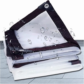 Clear Tarpaulin Sheet with Eyelets Canopies Foldable Heavy Duty Clear Weatherproof Tarp for Greenhouse Garden Canopy Balcony Tent (3x3m)