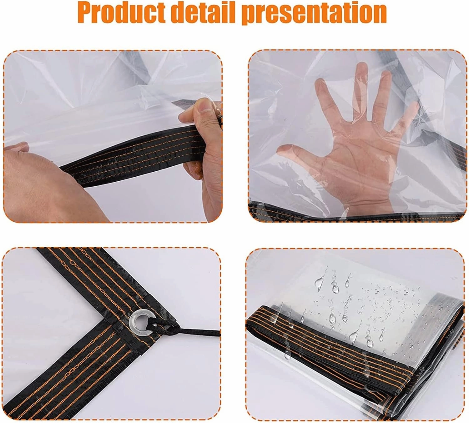 Clear Tarpaulin Sheet with Eyelets Canopies Foldable Heavy Duty Clear Weatherproof Tarp for Greenhouse Garden Canopy Balcony Tent (3x3m)