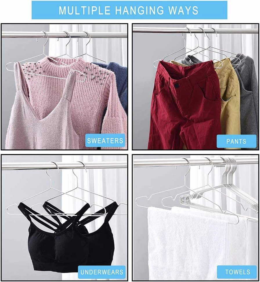 Coat Hangers 40 Pack Clothes Hangers, Seropy Metal Hanger Heavy Duty Wire Hangers with Non Slip Notch, Ultra Thin Stainless Steel Hanger Space Saving Clothing 16.5 Inch