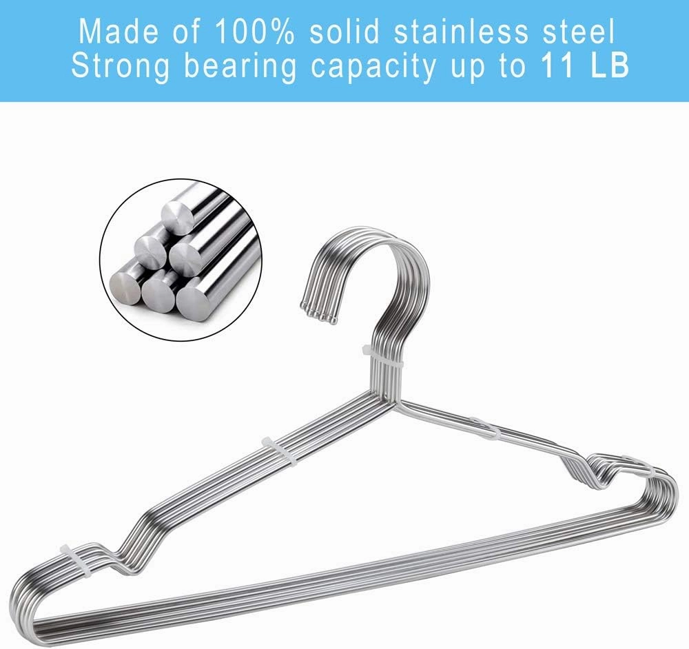 Coat Hangers 40 Pack Clothes Hangers, Seropy Metal Hanger Heavy Duty Wire Hangers with Non Slip Notch, Ultra Thin Stainless Steel Hanger Space Saving Clothing 16.5 Inch
