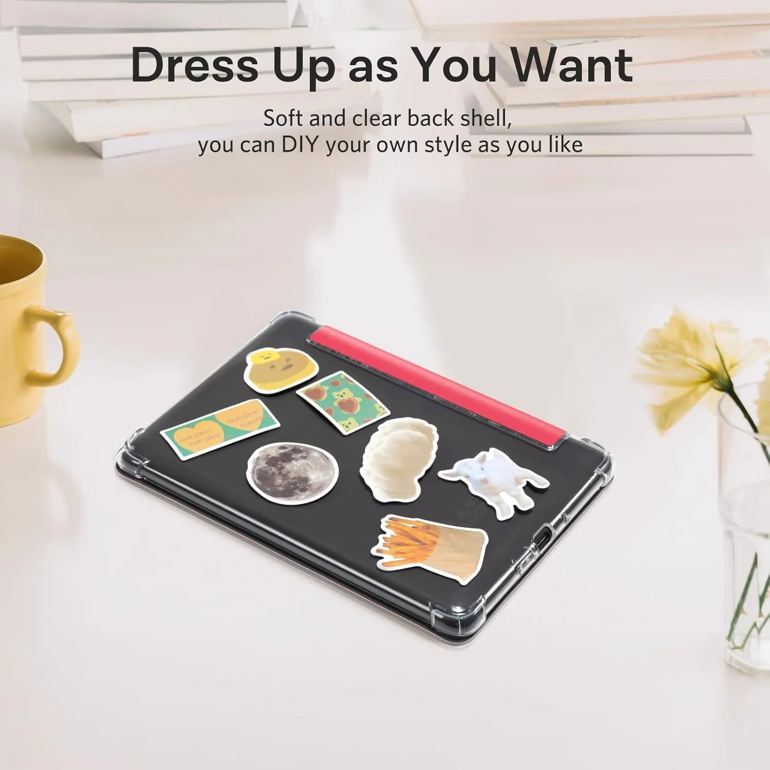 CoBak Case for 7" Ereader - New PU Leather Cover and Clear Soft Silicone Back Cover with Auto Sleep Wake Feature