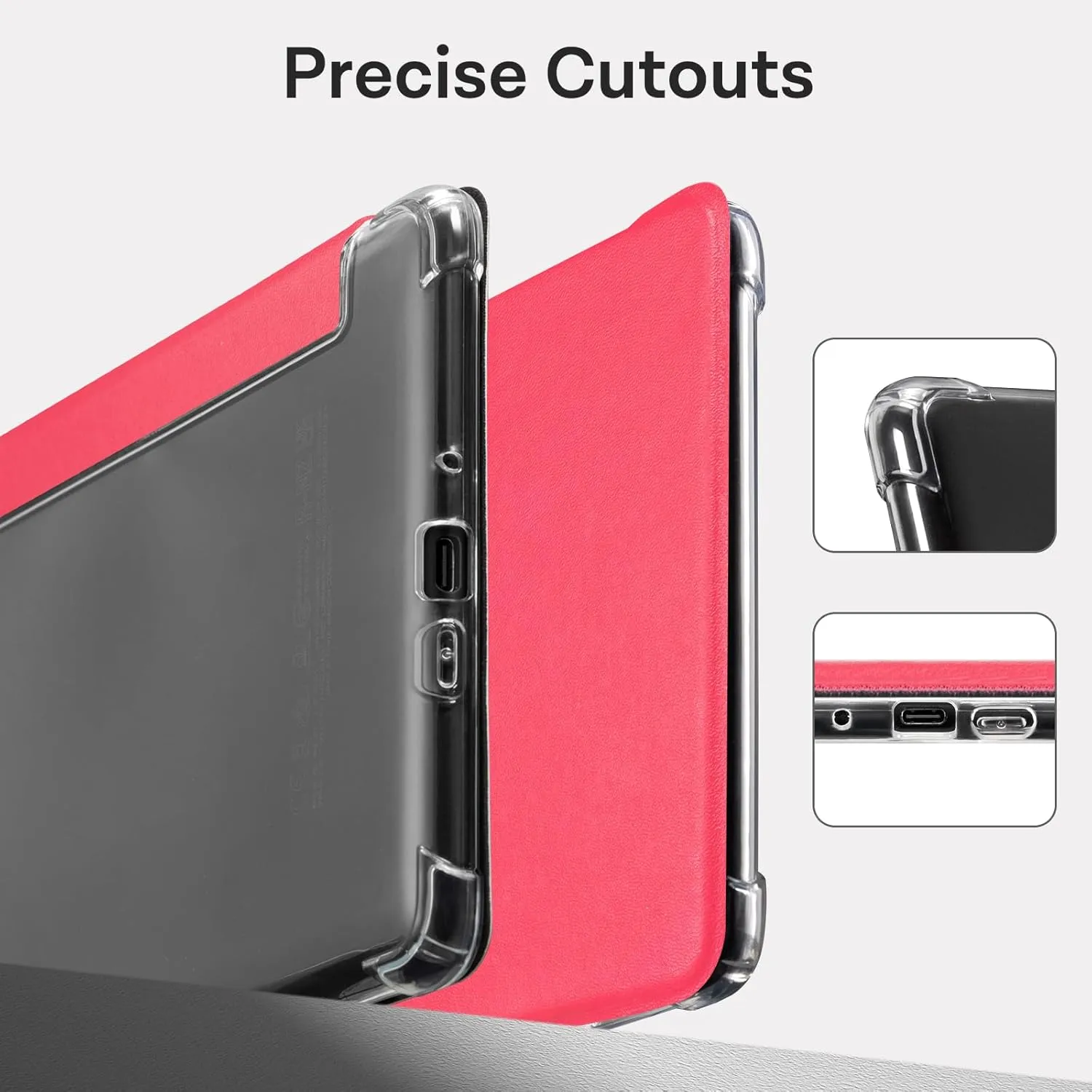 CoBak Case for 7" Ereader - New PU Leather Cover and Clear Soft Silicone Back Cover with Auto Sleep Wake Feature