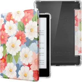 CoBak Case for Kindle Paperwhite (6.8" 11th Generation 2021 Released) & Paperwhite Signature Edition- New PU Leather Cover and Clear Soft Silicone Back Cover with Auto Sleep Wake Feature