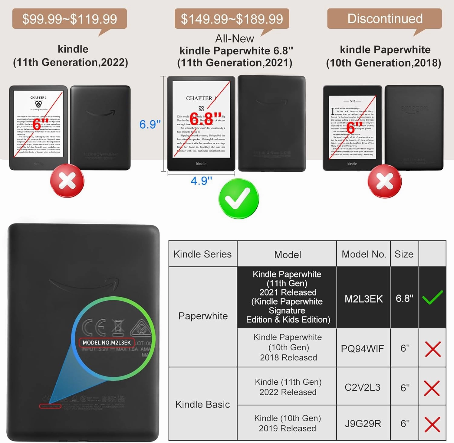 CoBak Case for Kindle Paperwhite (6.8" 11th Generation 2021 Released) & Paperwhite Signature Edition- New PU Leather Cover and Clear Soft Silicone Back Cover with Auto Sleep Wake Feature