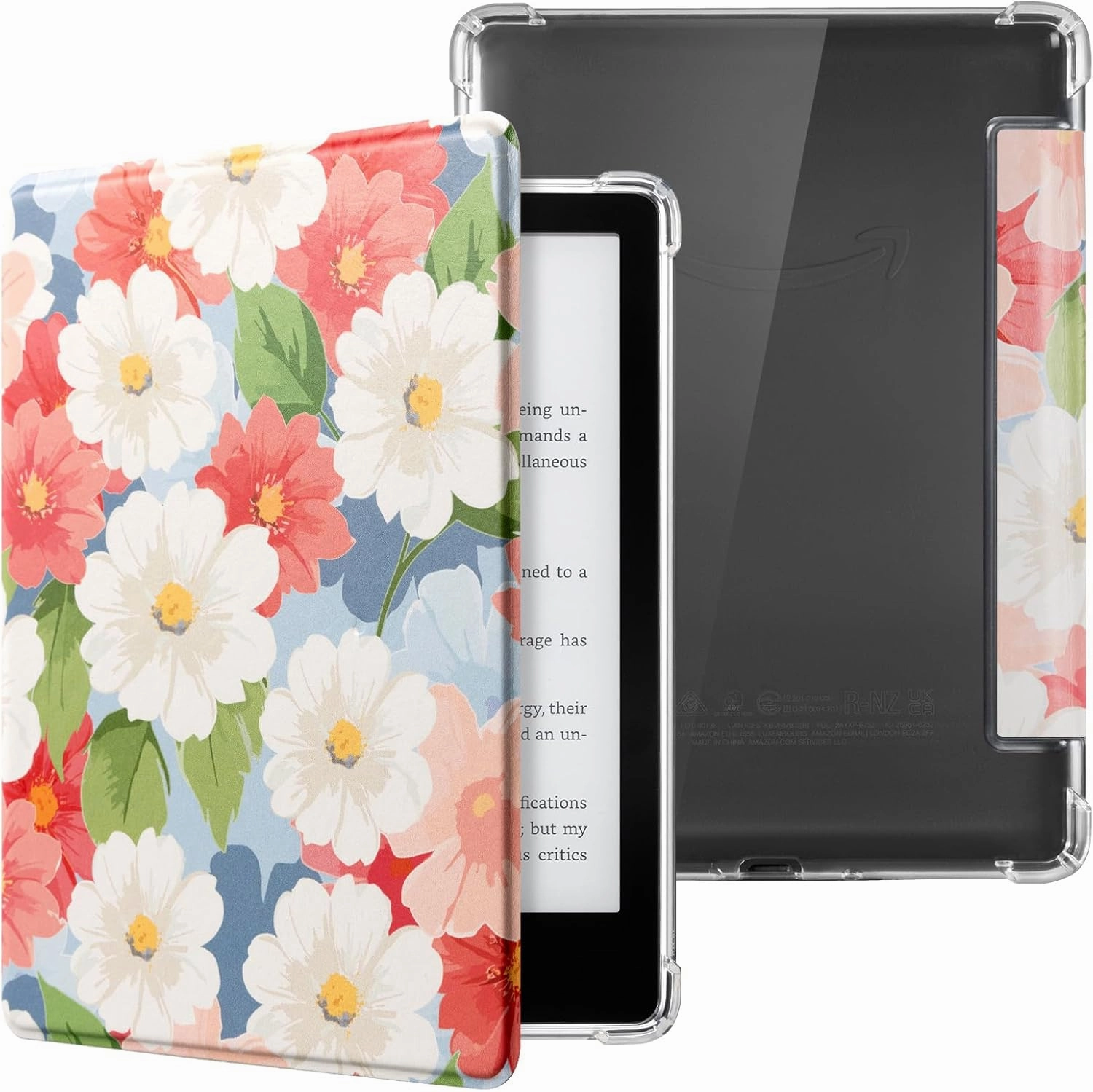 CoBak Case for Kindle Paperwhite (6.8" 11th Generation 2021 Released) & Paperwhite Signature Edition- New PU Leather Cover and Clear Soft Silicone Back Cover with Auto Sleep Wake Feature