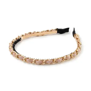Coco Gold Chain Headband - Ballet Slipper | Vegan Leather & Gold Chain Accessory for Girls | Comfortable Grip w/Rubberized Teeth | For Everyday & Special Occasions | For All Hair Types
