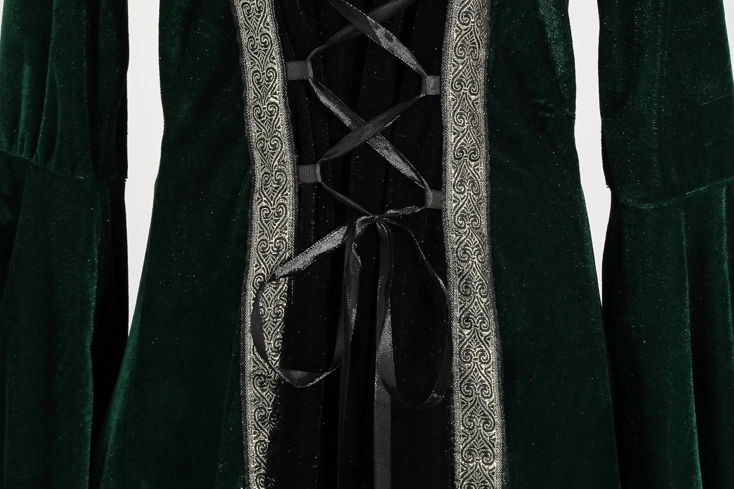 Colorful House Women Medieval Tea Party Dress Victorian Era Bubble Sleeves Velvet High Waist Long Dress with Belt and Gloves