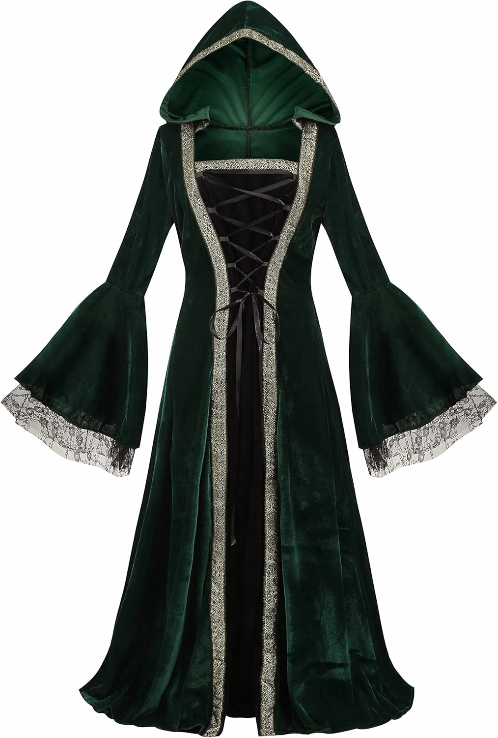 Colorful House Women Medieval Tea Party Dress Victorian Era Bubble Sleeves Velvet High Waist Long Dress with Belt and Gloves