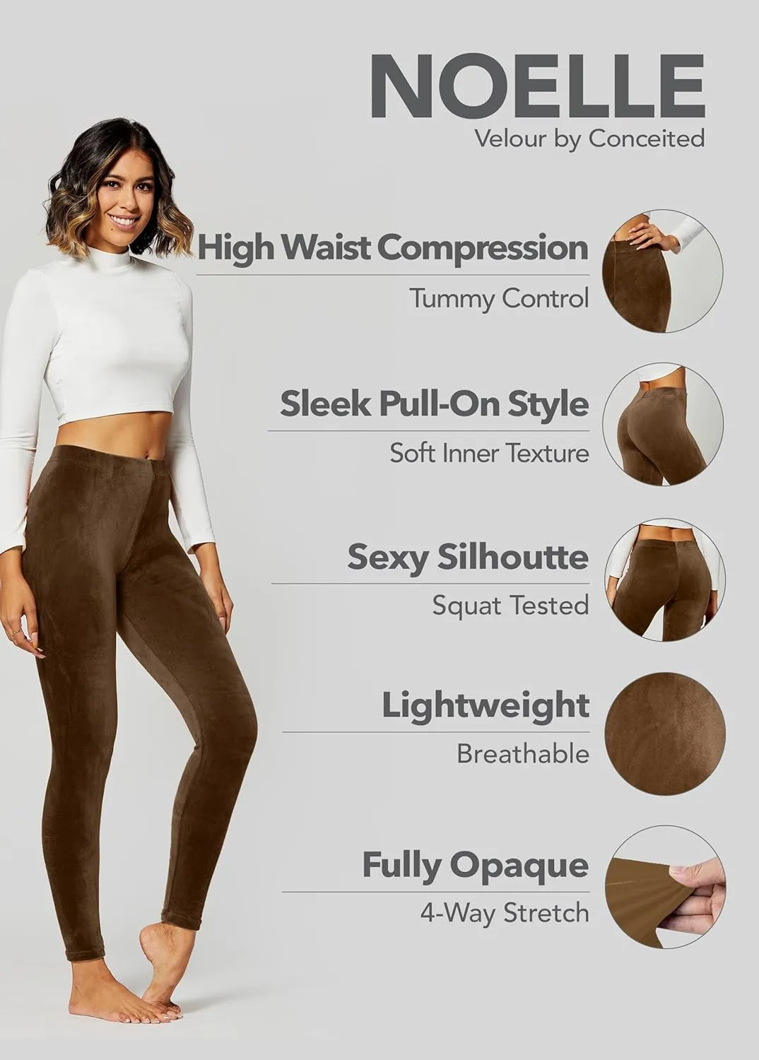 Conceited Leggings for Women in Luxe Velvet or Vegan Faux Leather - Available in Regular and Plus Size