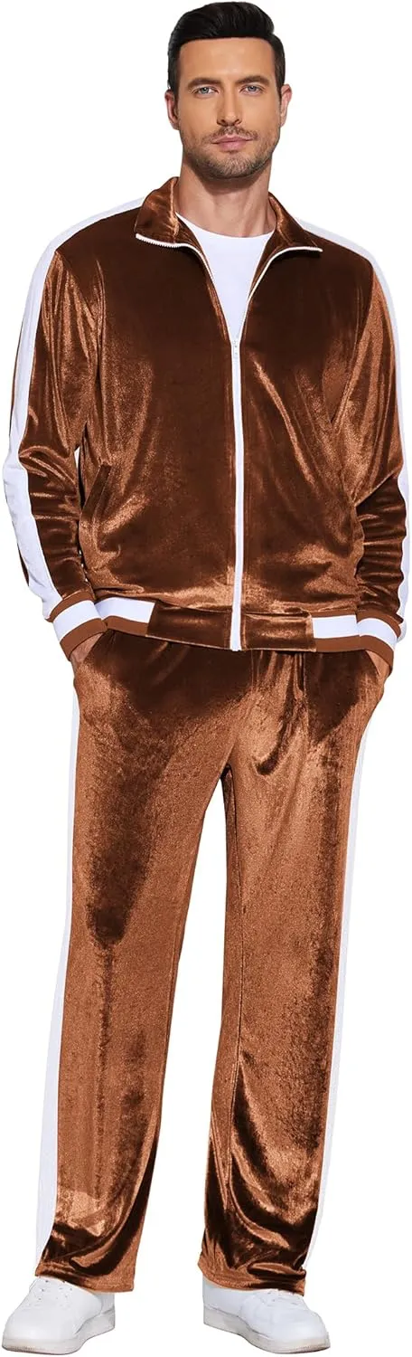 COOFANDY Mens Tracksuit 2 Piece Set Velour Velvet Sweatsuit Jogging Suits Full Zip Jacket Pants Outfits