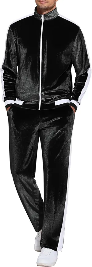 COOFANDY Mens Tracksuit 2 Piece Set Velour Velvet Sweatsuit Jogging Suits Full Zip Jacket Pants Outfits