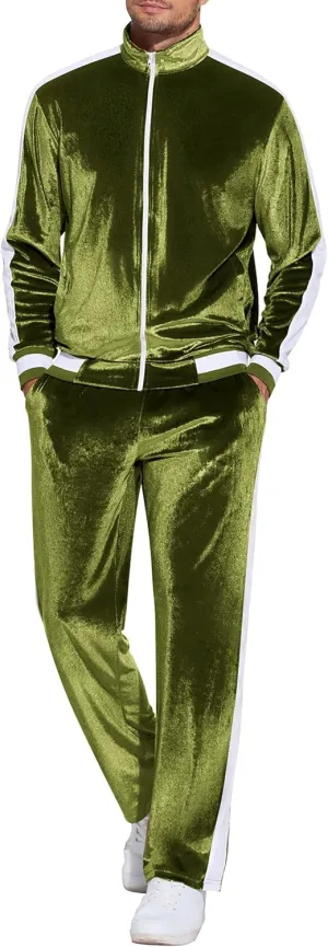 COOFANDY Mens Tracksuit 2 Piece Set Velour Velvet Sweatsuit Jogging Suits Full Zip Jacket Pants Outfits