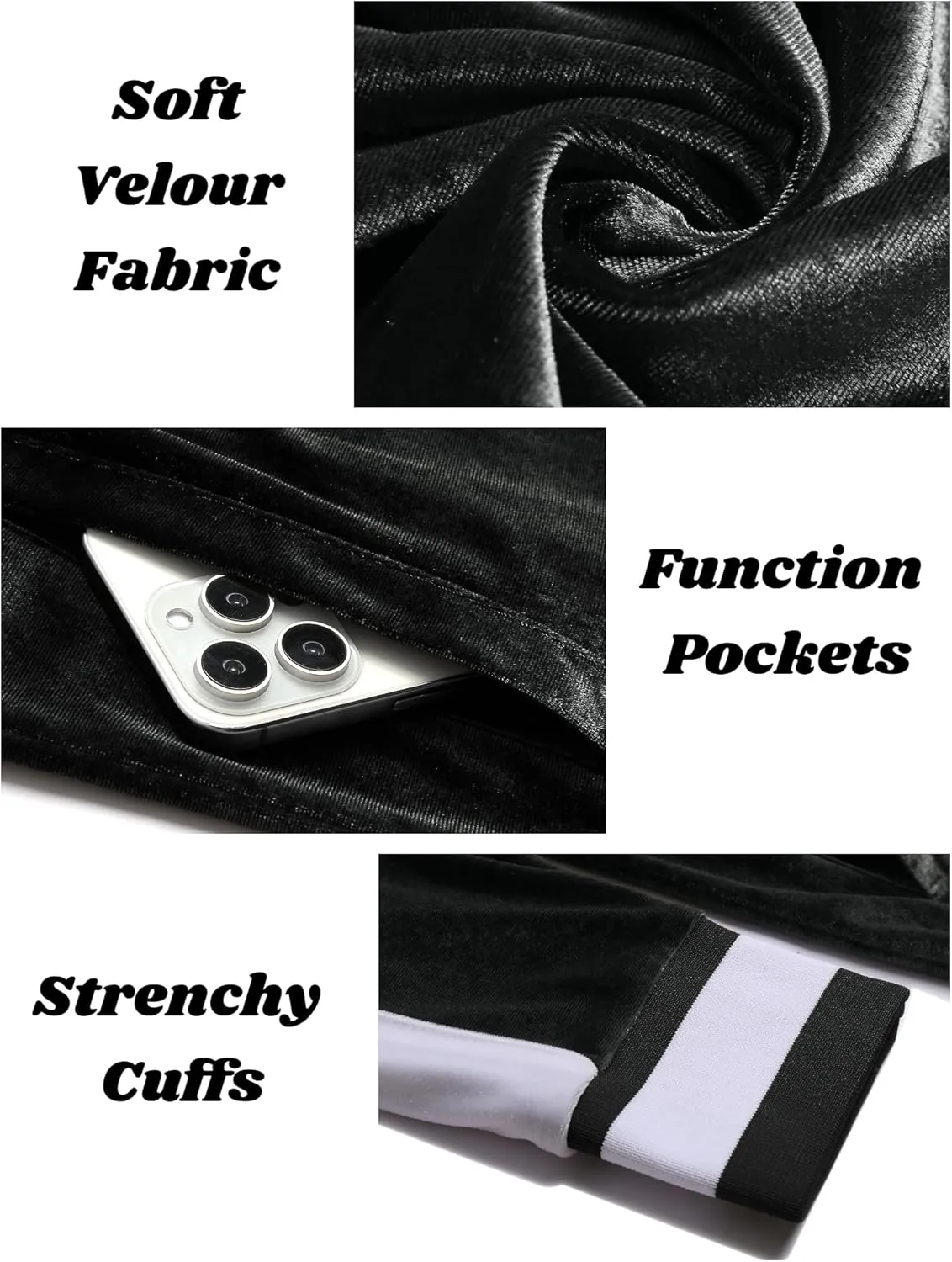 COOFANDY Mens Tracksuit 2 Piece Set Velour Velvet Sweatsuit Jogging Suits Full Zip Jacket Pants Outfits