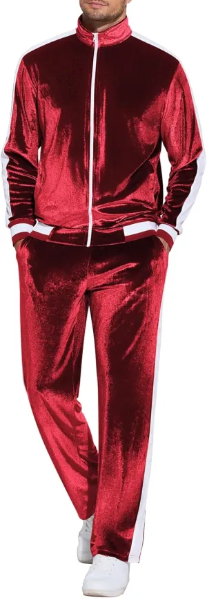 COOFANDY Mens Tracksuit 2 Piece Set Velour Velvet Sweatsuit Jogging Suits Full Zip Jacket Pants Outfits
