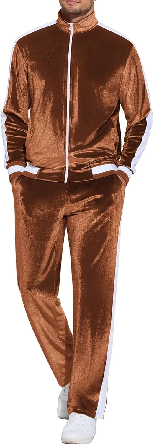 COOFANDY Mens Tracksuit 2 Piece Set Velour Velvet Sweatsuit Jogging Suits Full Zip Jacket Pants Outfits