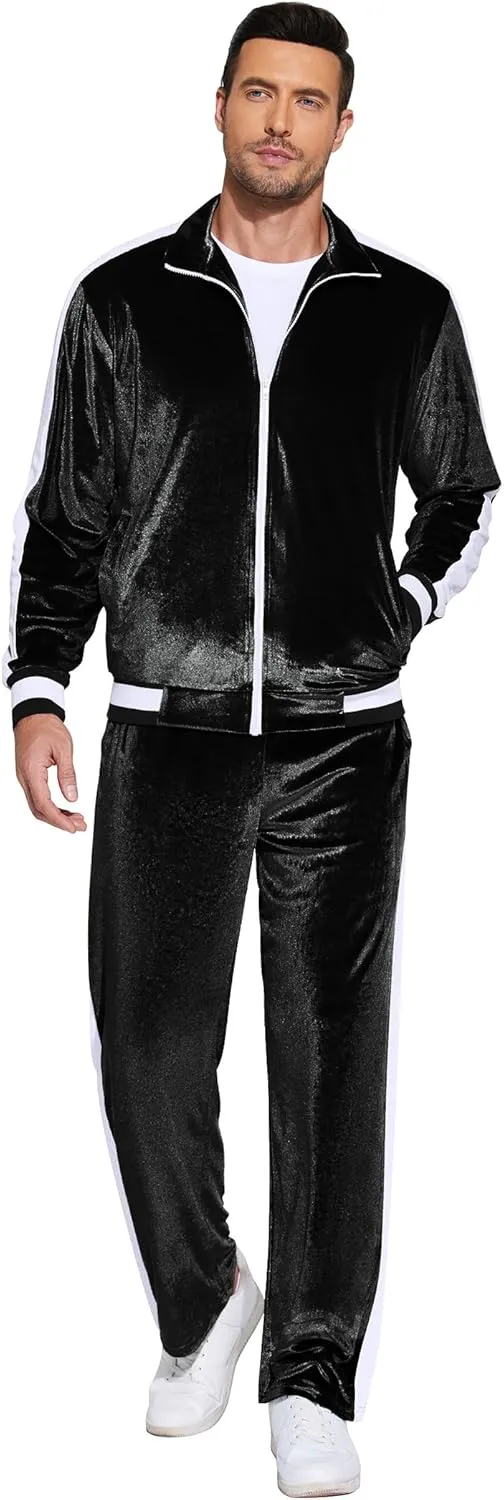 COOFANDY Mens Tracksuit 2 Piece Set Velour Velvet Sweatsuit Jogging Suits Full Zip Jacket Pants Outfits