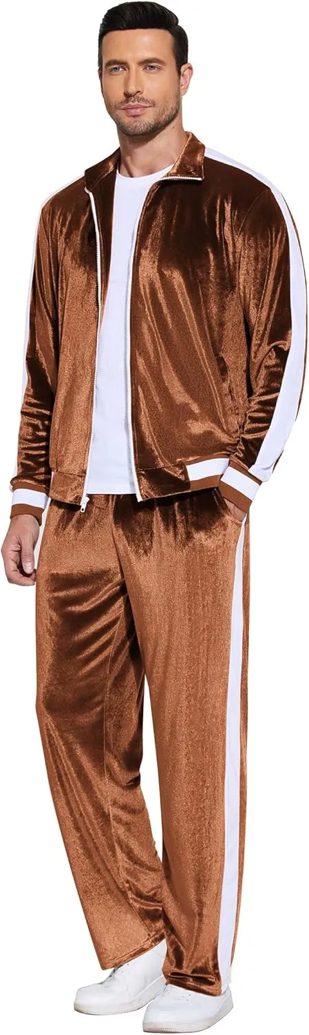 COOFANDY Mens Tracksuit 2 Piece Set Velour Velvet Sweatsuit Jogging Suits Full Zip Jacket Pants Outfits