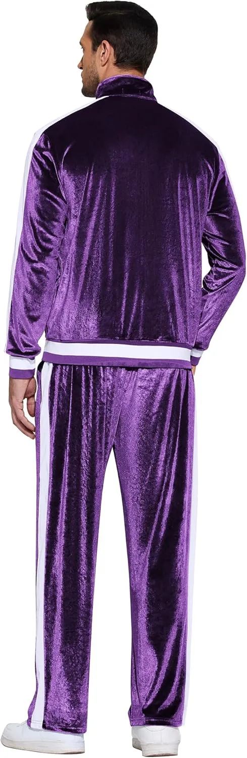 COOFANDY Mens Tracksuit 2 Piece Set Velour Velvet Sweatsuit Jogging Suits Full Zip Jacket Pants Outfits