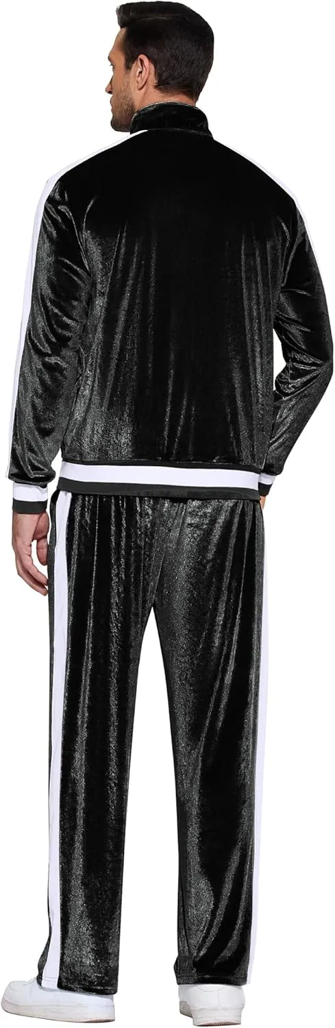 COOFANDY Mens Tracksuit 2 Piece Set Velour Velvet Sweatsuit Jogging Suits Full Zip Jacket Pants Outfits