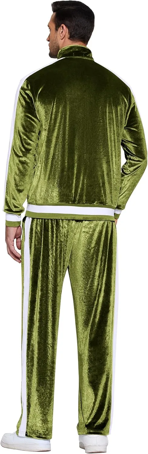 COOFANDY Mens Tracksuit 2 Piece Set Velour Velvet Sweatsuit Jogging Suits Full Zip Jacket Pants Outfits
