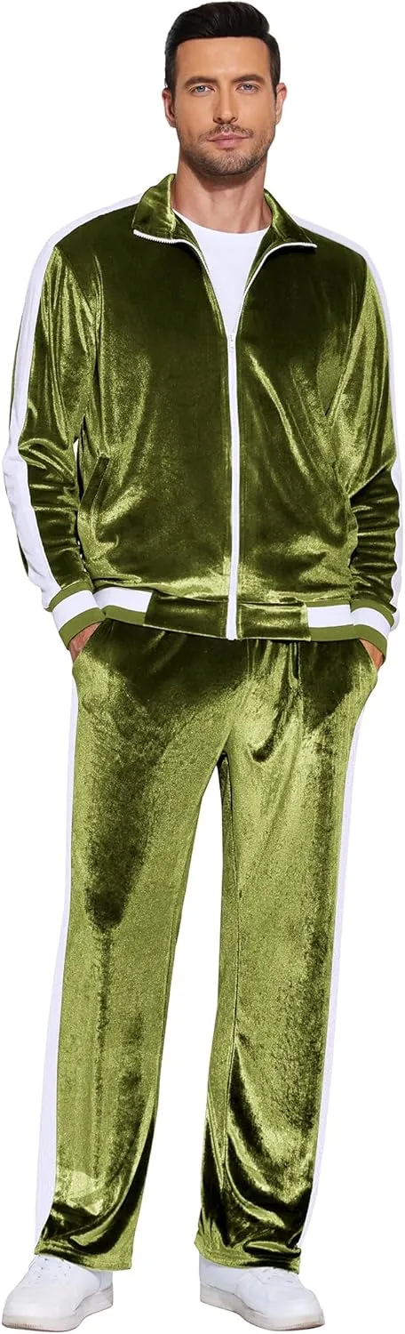 COOFANDY Mens Tracksuit 2 Piece Set Velour Velvet Sweatsuit Jogging Suits Full Zip Jacket Pants Outfits
