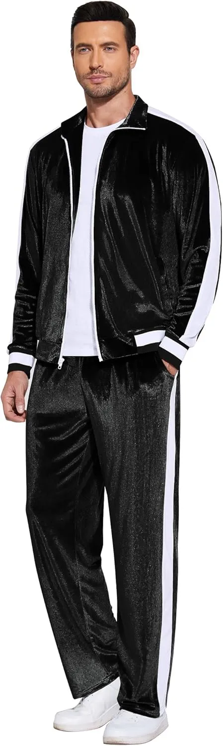 COOFANDY Mens Tracksuit 2 Piece Set Velour Velvet Sweatsuit Jogging Suits Full Zip Jacket Pants Outfits