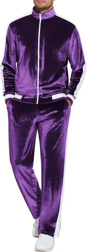 COOFANDY Mens Tracksuit 2 Piece Set Velour Velvet Sweatsuit Jogging Suits Full Zip Jacket Pants Outfits