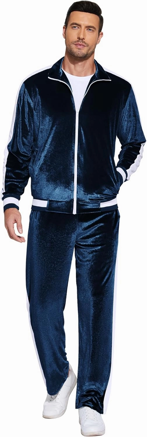 COOFANDY Mens Tracksuit 2 Piece Set Velour Velvet Sweatsuit Jogging Suits Full Zip Jacket Pants Outfits