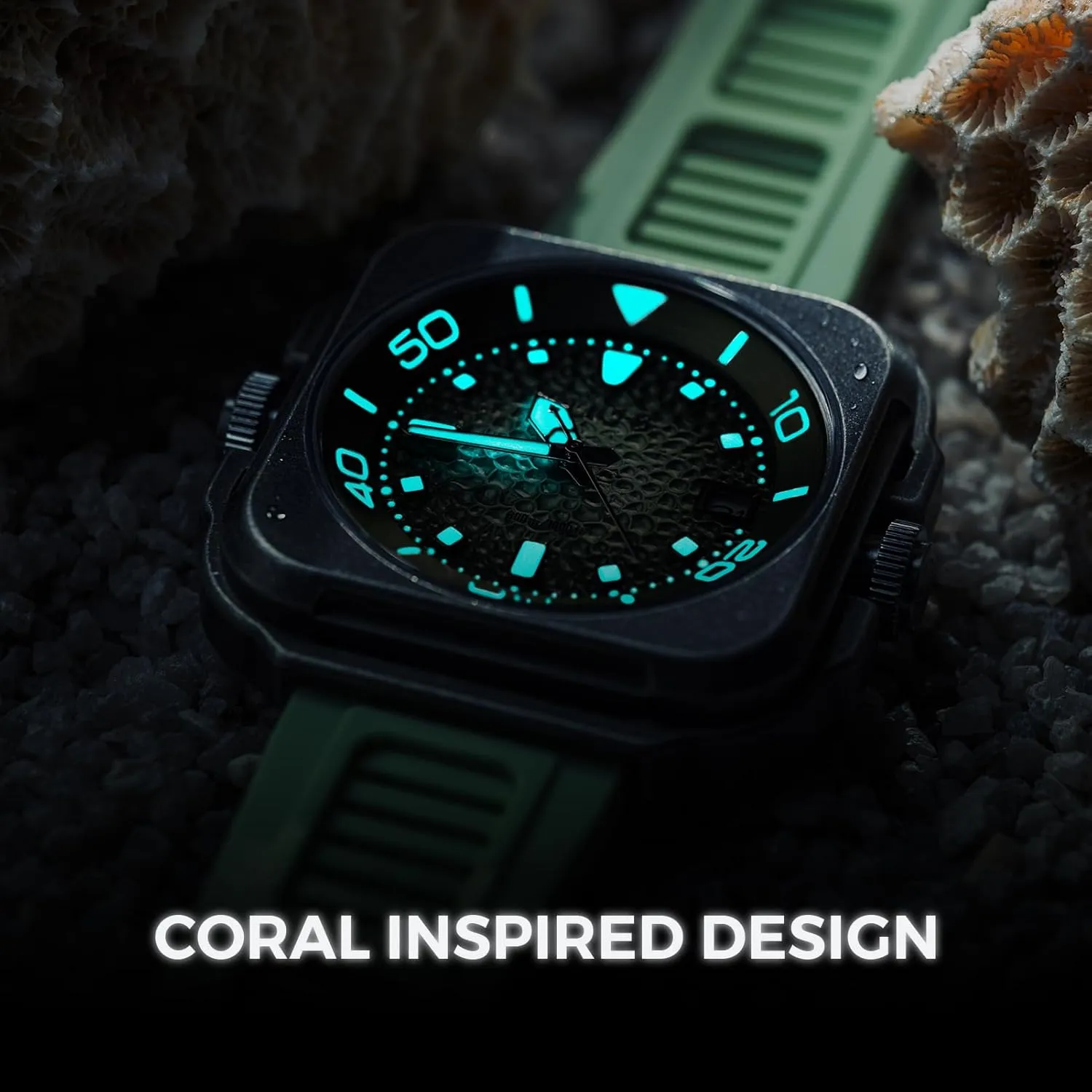 Coral Steward Diving Automatic Watch, Stainless Steel 300 Meters Waterproof with Silicone Strap Wristwatch Accessories Gift for Men, Sapphire Crystal Mirror Gifts for Men and Women Retro