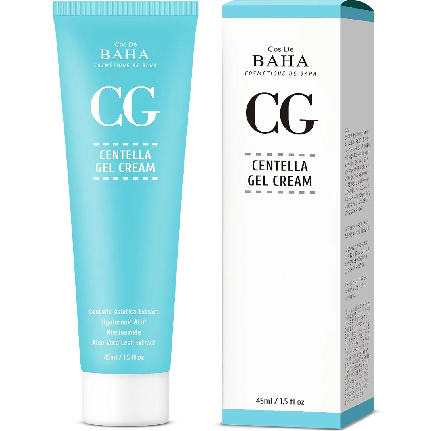 Cos De BAHA Centella Asiatica Soothing Calming Cream for Face/Neck - Cica Facial Gel Cream Lightweight Hydrate Boost Smooth, Daily Face Moisturizer, Silicone-Free, Lotion, 1.5 Fl Oz (45ml)