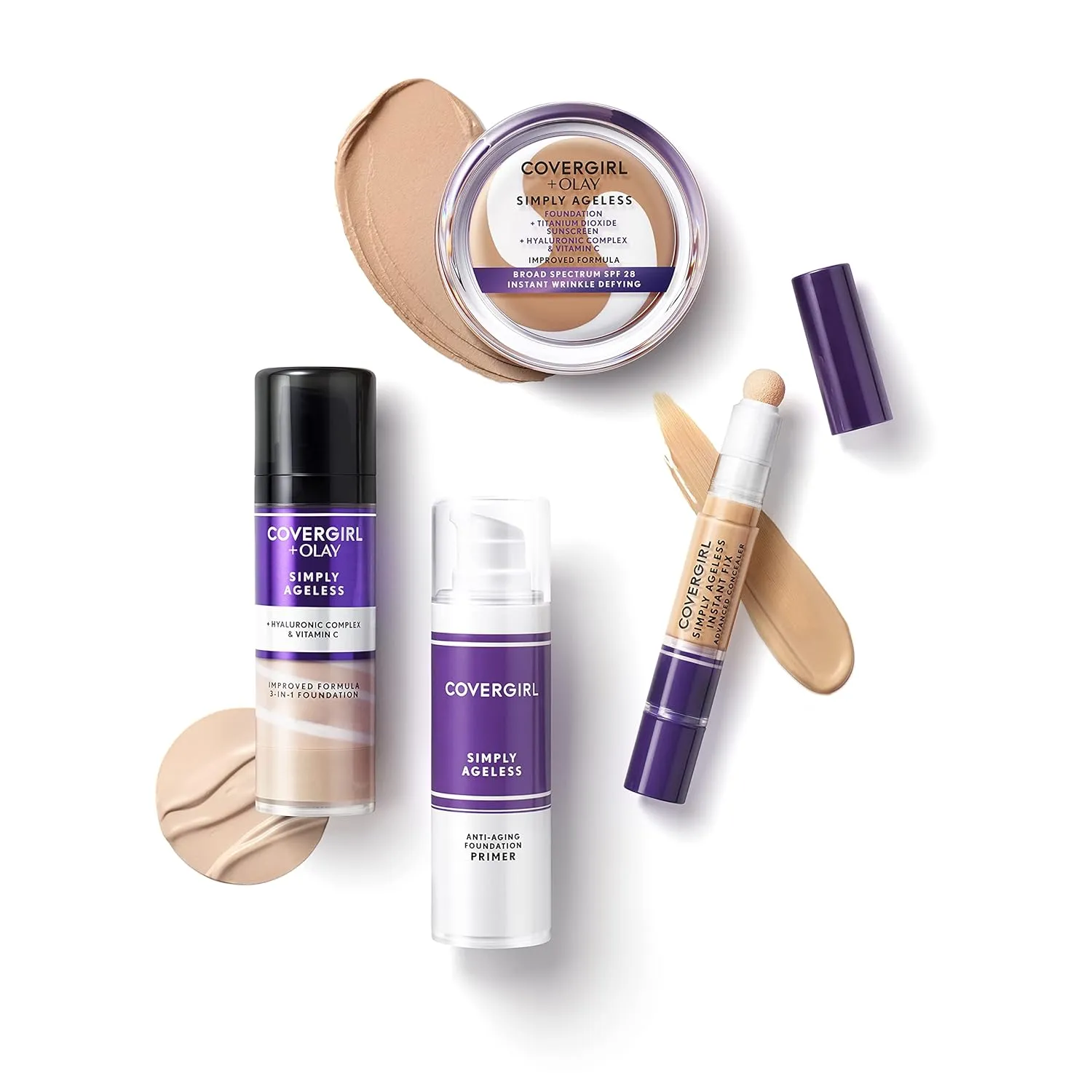 Covergirl   Olay Simply Ageless 3-in-1 Liquid Foundation, Creamy Natural & & Olay Simply Ageless Instant Wrinkle-Defying Foundation, Creamy Natural 0.44 Fl Oz