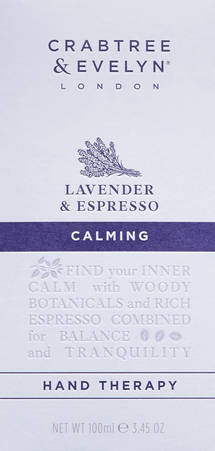Crabtree & Evelyn Calming Hand Cream Therapy, Lavender and Espresso, 3.45 oz