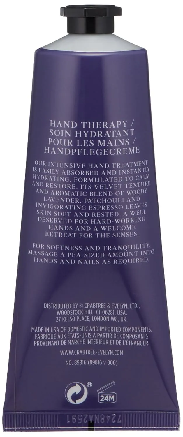 Crabtree & Evelyn Calming Hand Cream Therapy, Lavender and Espresso, 3.45 oz